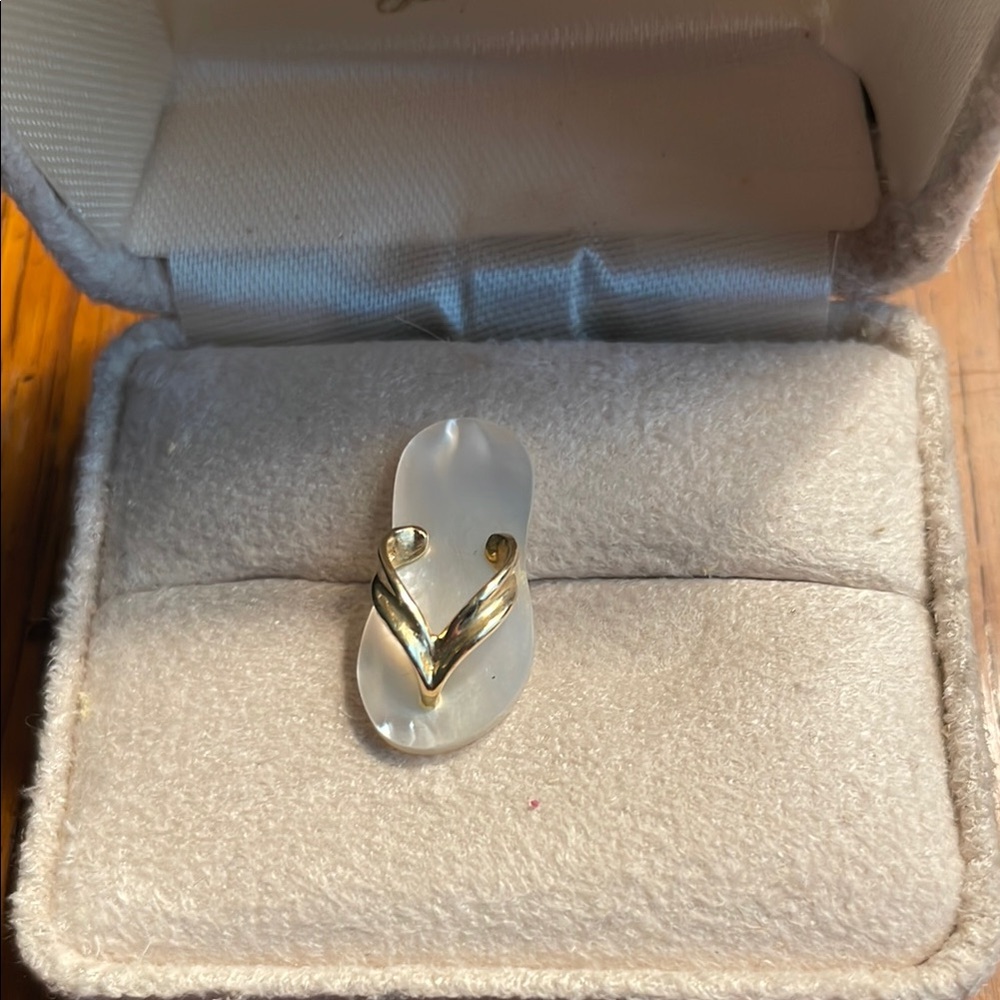 Elegant Mother of Pearl Gold and White Flip Flop Pendant